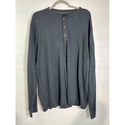 New Ivy Charcoal Gray Henley Shirt Mens XXL Casual Minimalist Granola Capsule