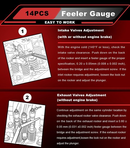 Feeler Gauge Jake Brake Tool For Volvo Mack MP7 MP8 MP10 D12 D13 D16 Engine - Foto 7 di 8