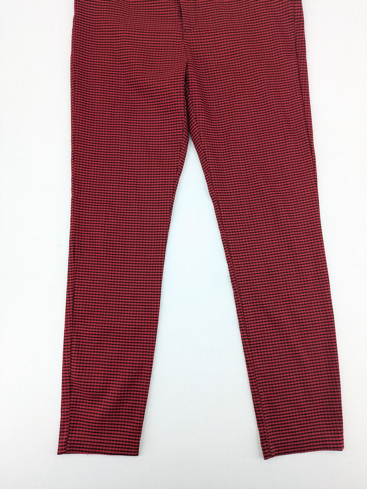 ZARA Mens Trousers XL Red Black Gingham Check Slim Fit Stretch Pants image 3