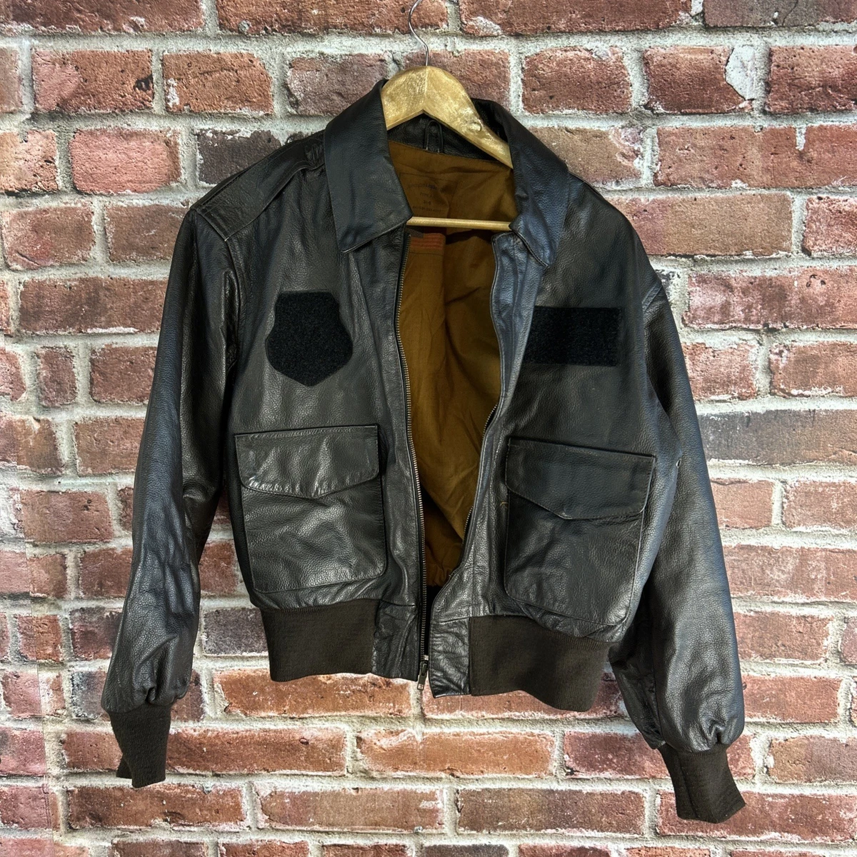 90s Black suède leather jacket A-2 type Texas Leather USA vintage 