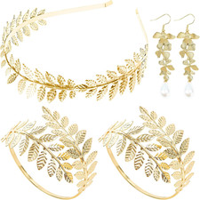 5 Pieces Greek Goddess Costume Accessories Set, 1 Piece Golden Leaf Crown Headba
