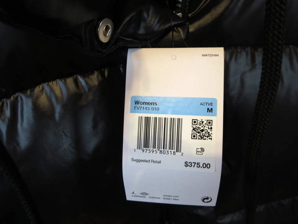 Nike Air Jordan Down Parka (Size M) Puffer Jacket X-Long Hood Black FV7143-010 - Image 2 of 4