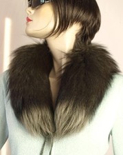 Fur Silver Fox Scarf Boa Collar Fur Trim Coat Jacket Neck Warmer Dk.Khaki