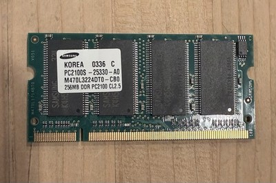 Samsung PC-2100 256 MB SO-DIMM 266 MHz DDR Memory (M470L3224DT0-CB0)