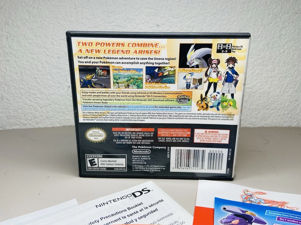 Pokemon: White Version 2 (Nintendo DS, 2012) Case, Manual & All Inserts NO GAME - Image 4 of 4