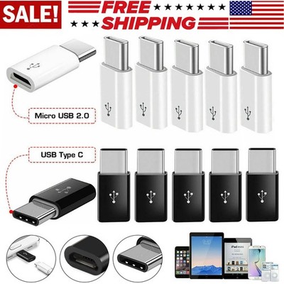 10x Micro USB Female to Type C Male Adapter Converter Micro-B to USB-C Connector