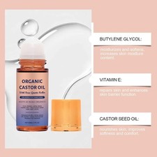 Castor Oil with Roller, Cold-Pressed, 100 Pure Natural Formula for Skin