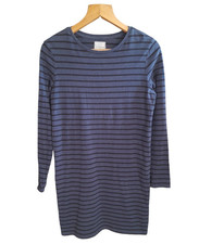 Fat Face Womens Dress UK Size 8 Blue Midnight Striped Long Sleeve Cotton