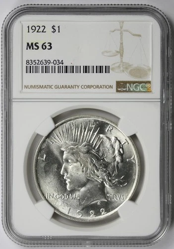 1922 Peace Dollar $1 MS 63 NGC