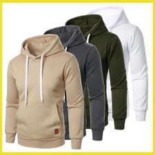 Men Hoodie Casual Hooded Solid Pocket Slim Fit Sweatshirts Pullover Sweater Tops