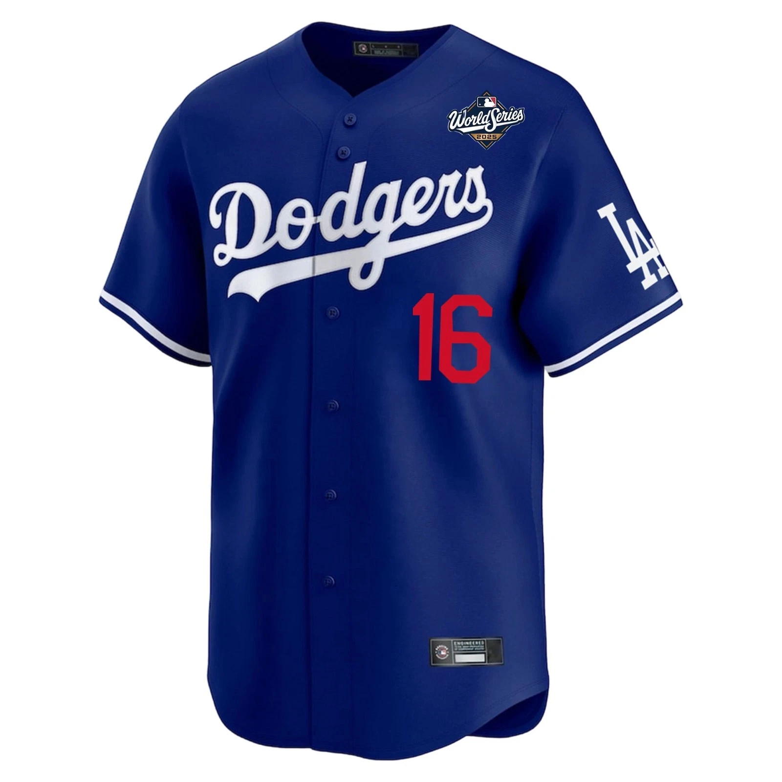 Men's Dodgers #16 Will Smith  2025 World Series Home Replica Player Jersey