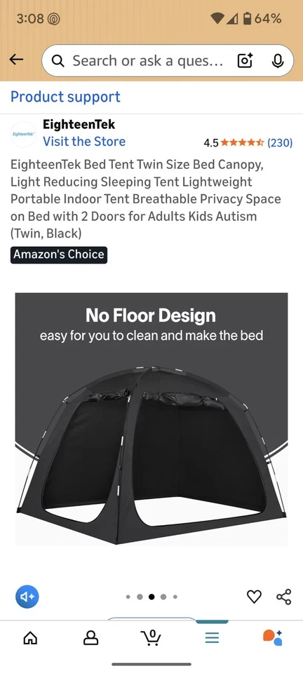 Toldo cama emergente privacidad tamaño doble toldo unisex Foto 4 de 4