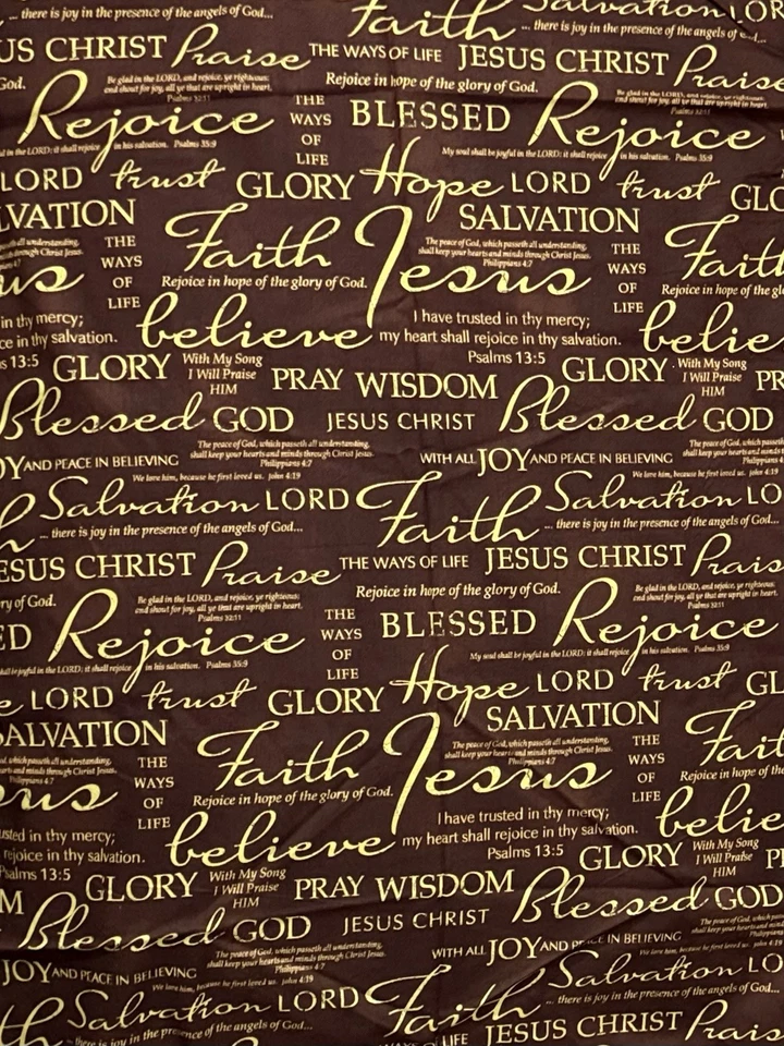 Religioso Cristiano Señor Jesucristo Iglesia Fe Biblia Versículo Tela Algodón 1 yarda Foto 2 de 2