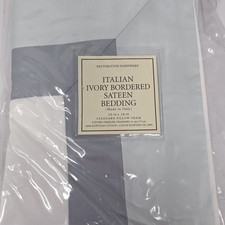 Restoration Hardware Italian Ivory Bordered Sateen Standard Sham Eucalyptus New