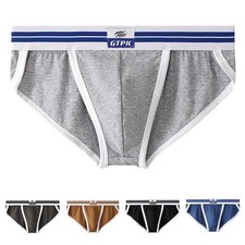 Solid Color Low Waist Men's Briefs Soft Cotton Underwear for Daily Wear