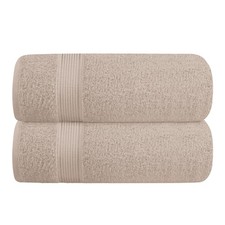 Belizzi Home Cotton 2 Pack Oversized Bath Towel Set 28x55 inches, Large, Tan