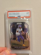 2020 Panini Prizm Justin Jefferson Rookie Card PSA Mint 9 Minnesota Vikings RC. rookie card picture