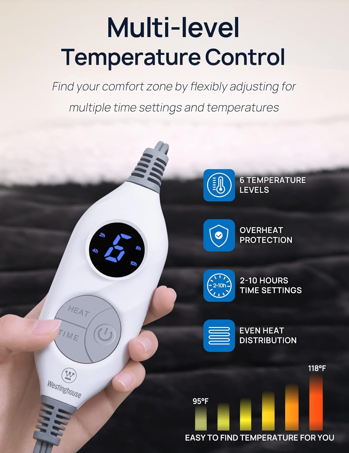 Electric Snuggle Throw Blankets with Foot Pocket, Wearable Heated Blanket with S