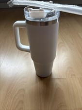 Stainless Steel Cup  Doppelwandiger Thermobecher mit Hänkel Trinkhalm Neu