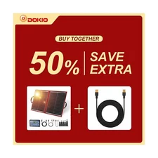 Bundle of DOKIO 110w Solar Panel and 19.7ft (6m) Extension Cord