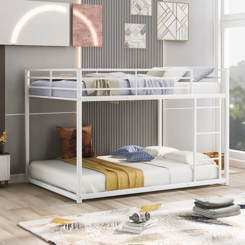 Metal Bunk Bed Full Over Full Size with Full-Length Guardrail For Kids Bedroom - Picture 2 of 9