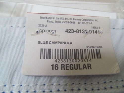 NWT Boy's Arizona Jean Co.Chino Slim Fit Blue Campanula Pants Size 16 Regular - Picture 4 of 8