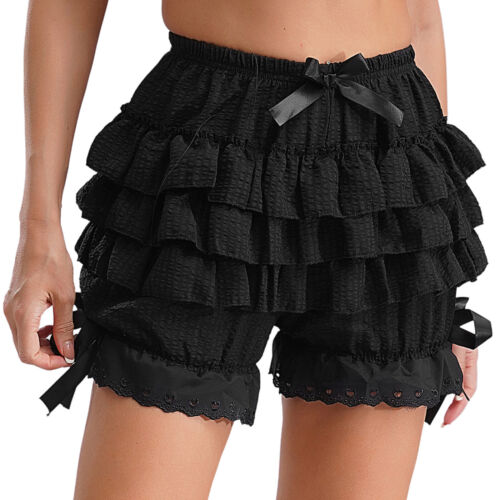Lindos pantalones cortos de calabaza para mujer de encaje con volantes en capas Bloomers Lolita Maid - Imagen 5 de 23