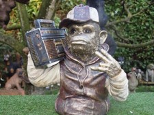 Affe Deko Figur Schimpanse mit Radio/Mütze Büste gold NEUHEIT