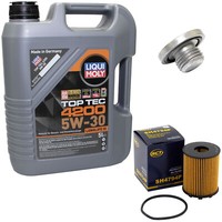 MotoröL Set 5W-30 5 Liter + ÖLfilter SH 4794 P + Schraube FüR Fiat Doblo 1.3 D