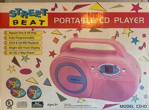 NEW Street Beat Blue Portable CD Player, 2005 Lenoxx Electronics Corp. PINK