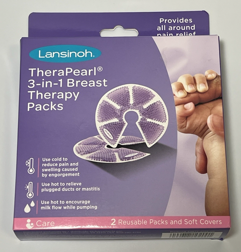 Lansinoh TheraPearl 3-in-1 Breast Hot Cold Therapy 2 Reusable Packs w/Covers