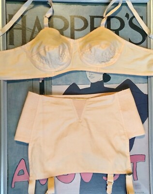 1930's bra and girdle garter belt set - small medium - 36 B old stock