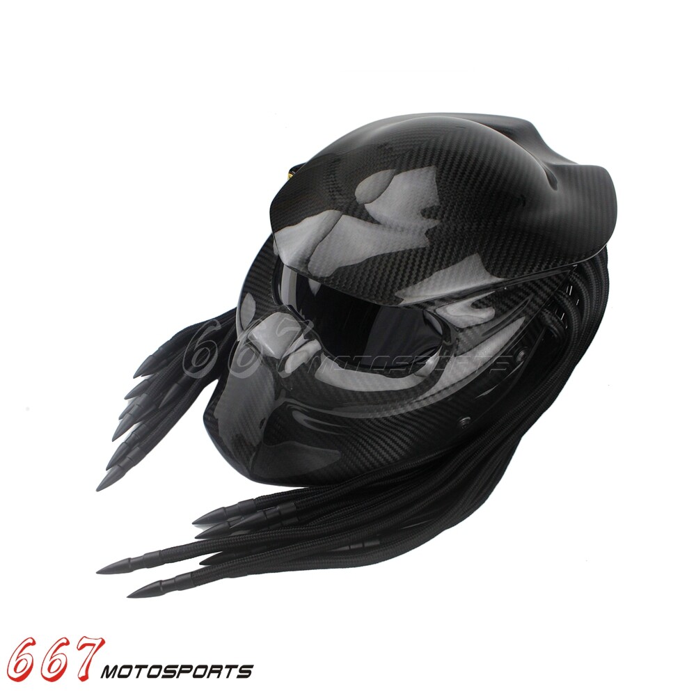 Carbon Fiber Predator Motorcycle Helmet Full Face Alien Iron Warrior Man Helmet eBay