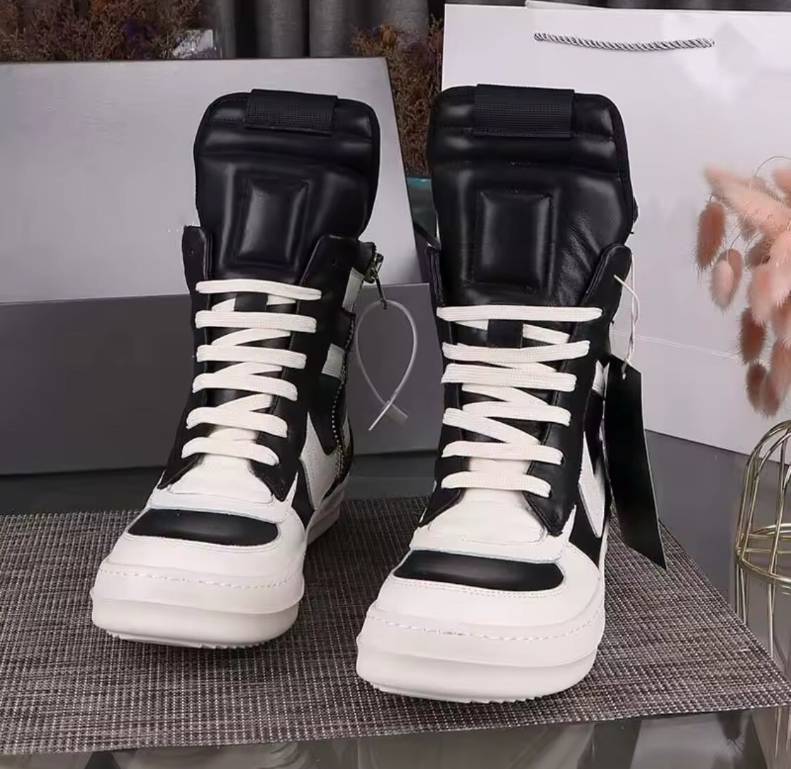 Rick Owens RP02E4380V78 関税送料込 Size 8.5 Rick Owens Geo Basket High Top Sneaker Black | eBay