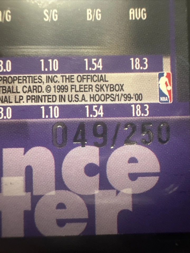 1999-00 Skybox NBA Hoops Build Your Own Card 49/250 Vince Carter #3BC.8 - Image 3 of 3