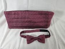 Mel Howard Cummerbund  Bow Tie Set In Fusia, Gray  Black Paisley - Free Ship