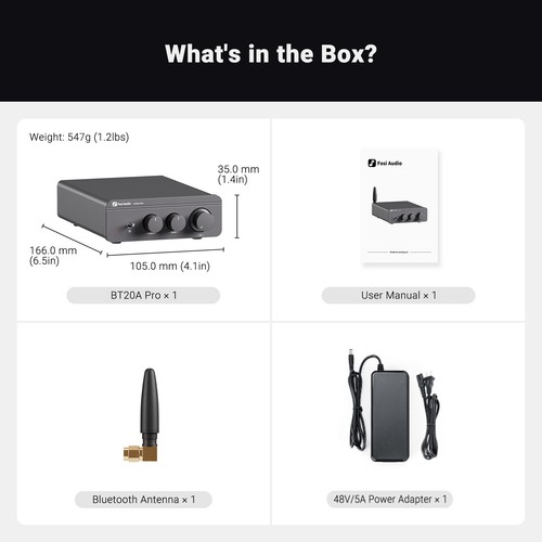Fosi Audio BT20A Pro 48V Amplifier Bluetooth Home Stereo HiFi Class D TPA3255 - Picture 10 of 11
