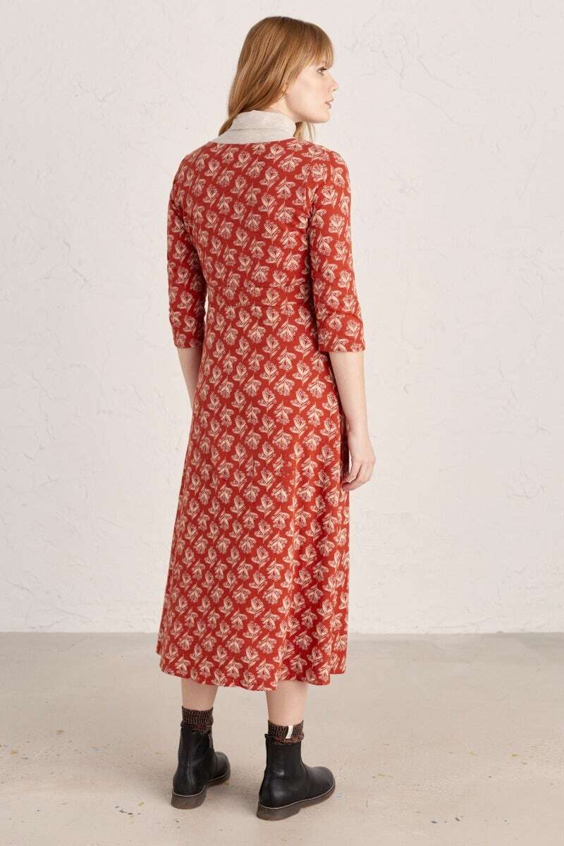 Seasalt Women's orange Chacewater Organic Cotton Jersey Midi Dress