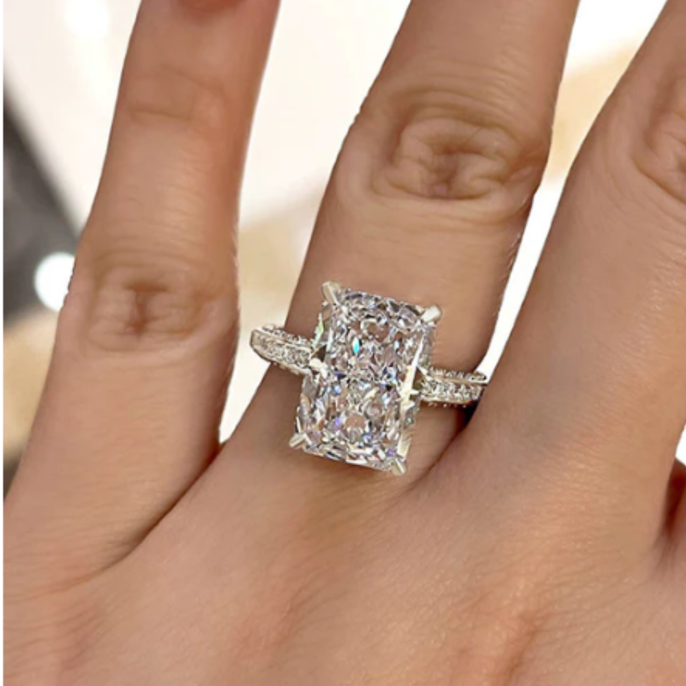 Lab Grown Radiant Cut Diamond Engagement Ring Ct IGI 14K - Main Image