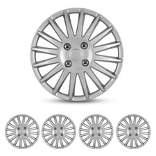 14"-17" Set of 4 Silver Wheel Covers Snap On Full Hub Caps Tire & Steel Rim Kits