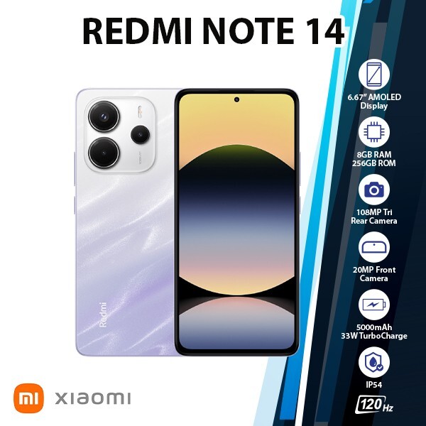 新品未開封 Xiaomi Redmi Note 14 6GB 128GB Xiaomi Redmi Note 14 4G Android Cell Phone (Purple/8GB+256GB
