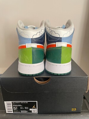 Nike Air Jordan 1 Mid Stitch GS 5.5y Women 7 DX2462-100 NEW Green