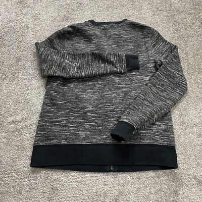 Lands' End Bomber Jacket Womens XS Gray Black Full Zip Knit