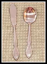 Custom Craft Stainless Steel Flatware Engraved Monogram Letter R Spoon & Knife