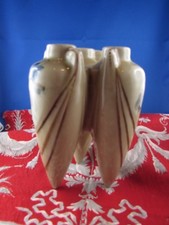 Antico Vaso Triplice IN Ceramica Epoca 1950 Motivo Decorativo Floreale