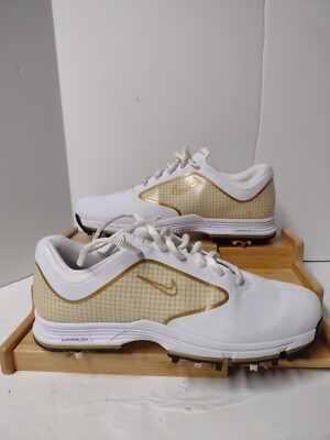 Nike Lunar Links White & Gold Women's 8 Golf Shoes Cleats 418376 171 Lunarlon