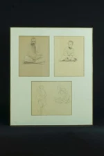 Antique Portrait Painting Man Tailor Child Orientalist Drawing Art Deco