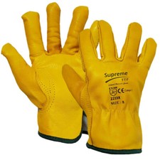 10X Premium Yellow Leather COMBO Driver Work Gloves Fleece Lined Lorry Truck DIY