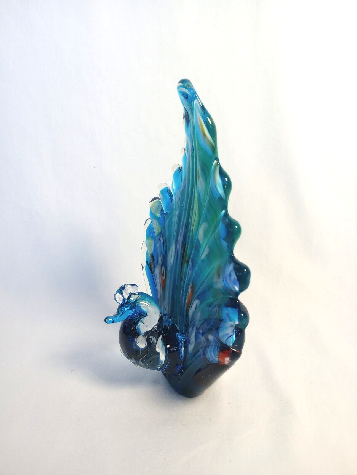 RARE 9” GCA Art Glass Murano Style Peacock Sculpture Blue 2LBS eBay