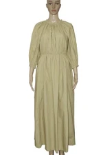 Rhode Pleated Ruffle Tie Cutout Khaki Quarter Sleeve Maxi Dress New Large L